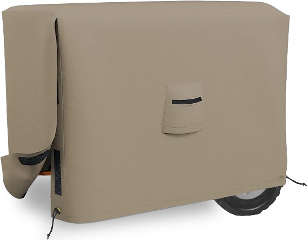 Covers & all Outdoor Generator Cover, 12 Oz Waterproof UV & Weather Resistant, Universal Portable Equipment Machinery Storage Protector with Air Vents Velcro & Drawstrings (38