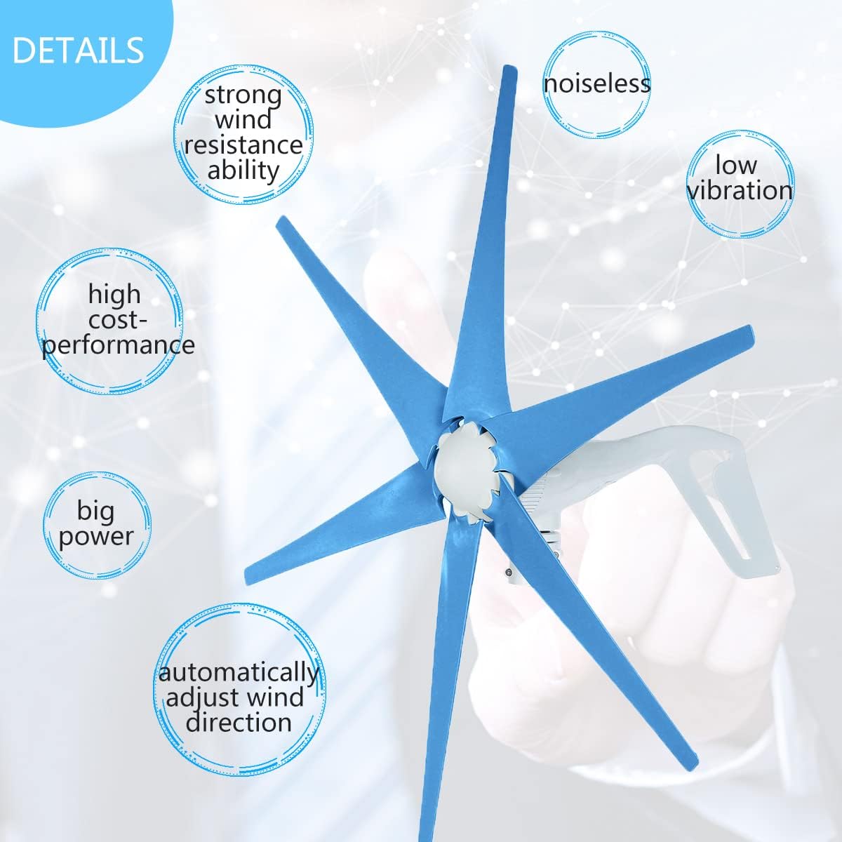 S2 9000W 6 Blade Power Wind Turbine Generator Hoop Type with Controller Windmill Energy Turbines for Home Street Lamp Boat