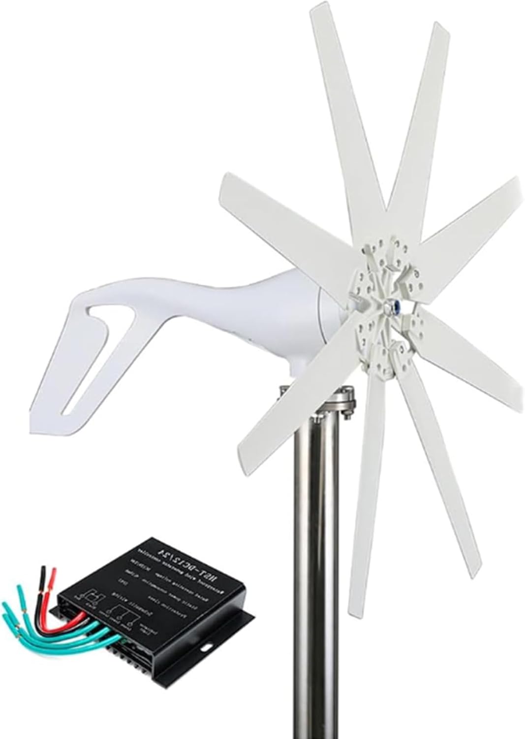 Portable Vertical Axis Wind Turbines Generator Kit, 12V 24V 48V 220V Low Noise with Controller Wind Turbines Kit,for Home Camping 3000W (White)