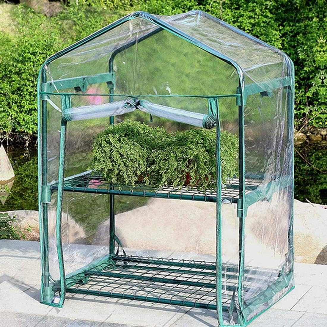 Greenhouses 2 Tier Mini Greenhouse , Small Greenhouse Indoor Outdoor Children Garden for Patio, Balcony, Backyard Garden 2 Roll-Up Zippered Doors Steady & Reliable Easy Assembly 27