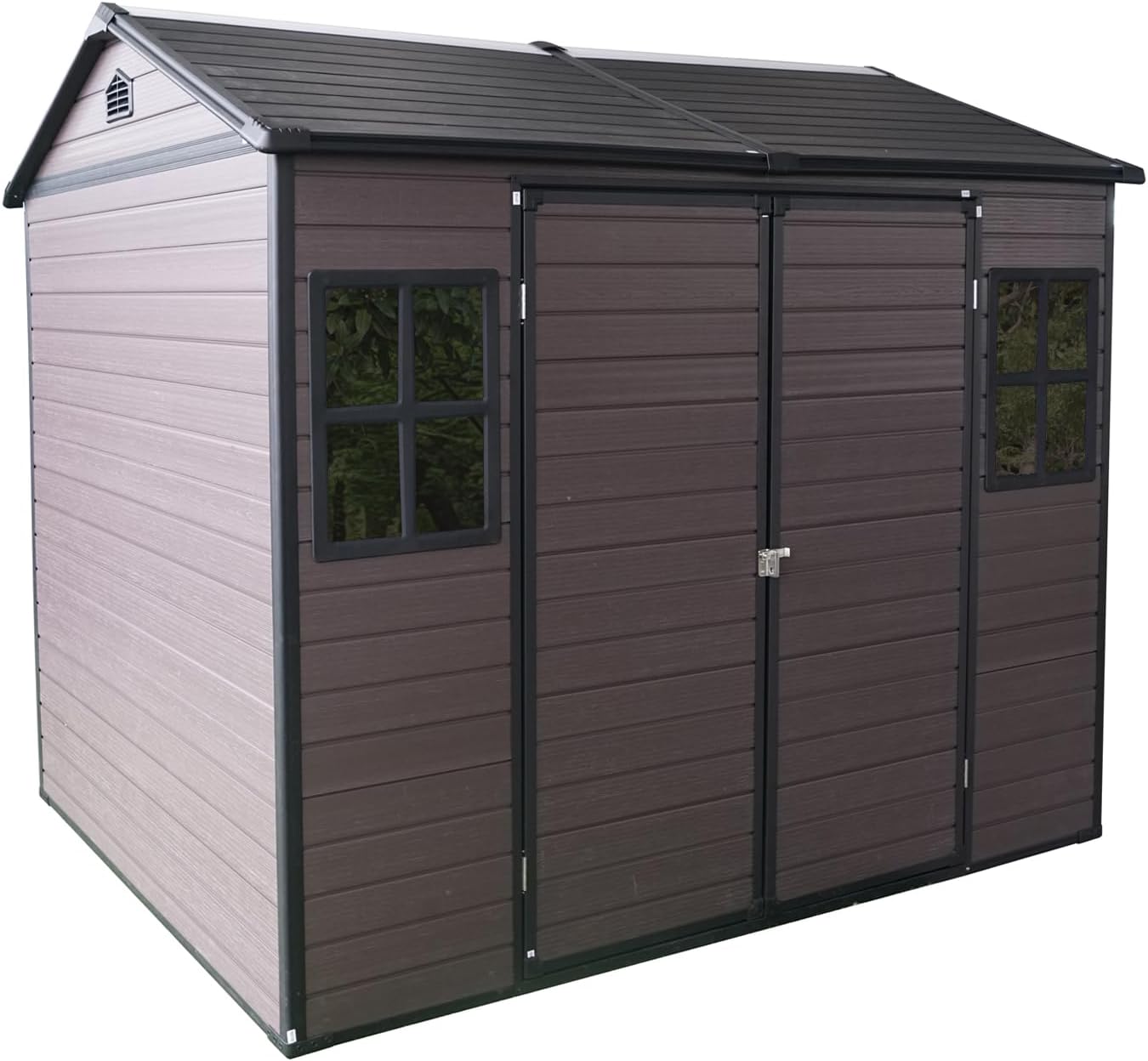 Resin Outdoor Storage Shed with Floor (8 x 6 Ft),All Weather Outdoor Tool House,Windows,Lockable Doors,Organization for Home/Backyard/Garden Tools/Lawn Mower/Bike Storage/Pool Supplies