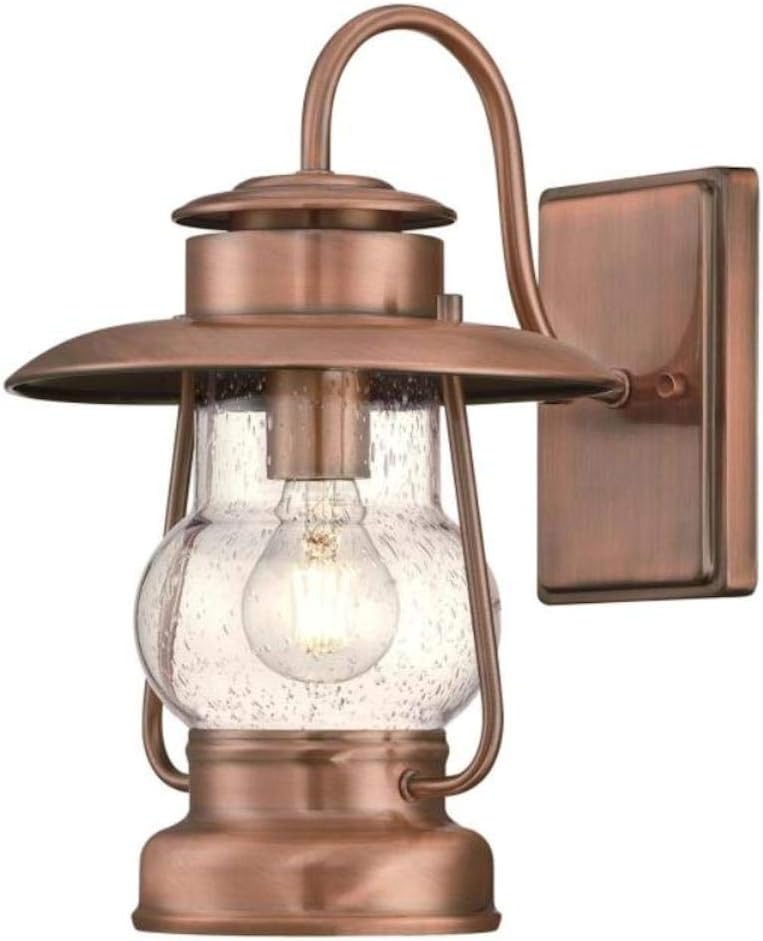 Westinghouse 6373100 Santa Fe One-Light Outdoor Wall Lantern, Washed Copper Finish with Clear Seeded Glass Porch Light