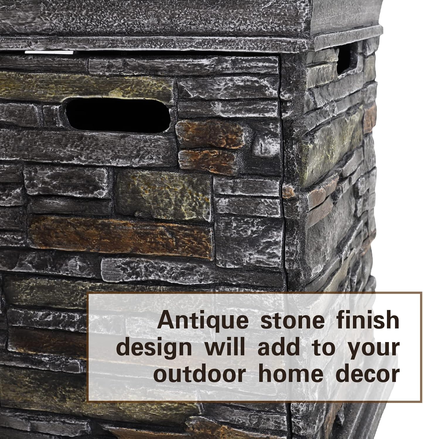 Gas Fire Pit 30,000 BTU Column Firepit Outdoor Propane Fire Pit for Patio Garden Camping Outdoor Fireplace Heating Terrafab Base with Lava Rocks and Waterproof Cover