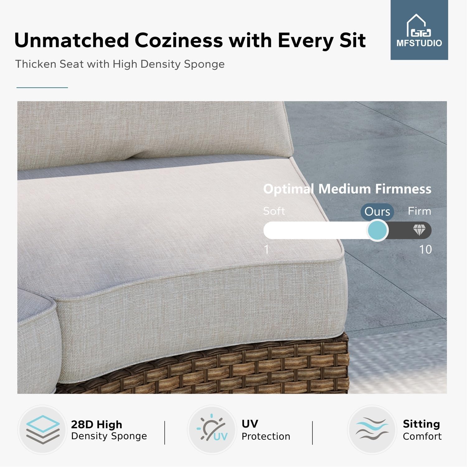 MFSTUDIO 9 Piece Wicker Patio Furniture Set with 56