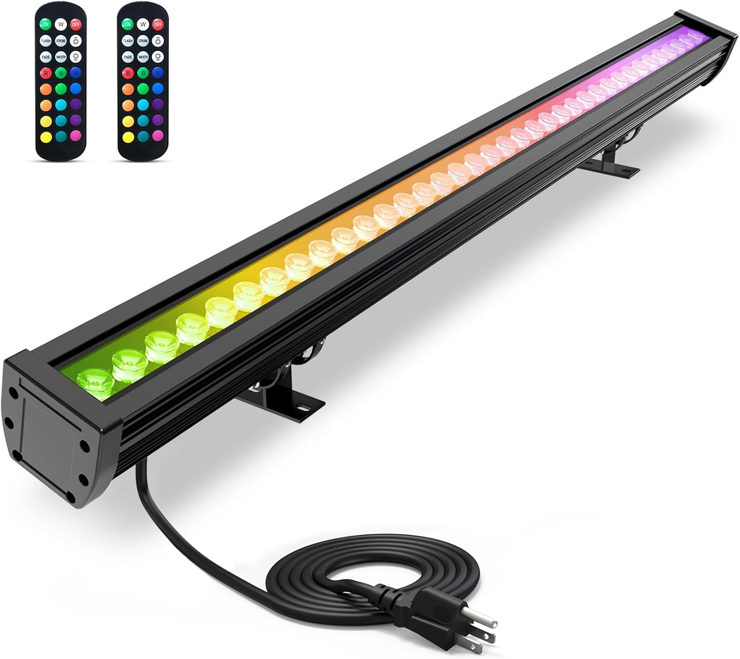 144W RGBW LED Wall Washer Light with RF Remote, 14400LM Dimmable Color Changing Linear Light Bar, 120-277V Waterproof Indoor Outdoor Landscape Spotlights for Architectural, Event, Commercial Lighting