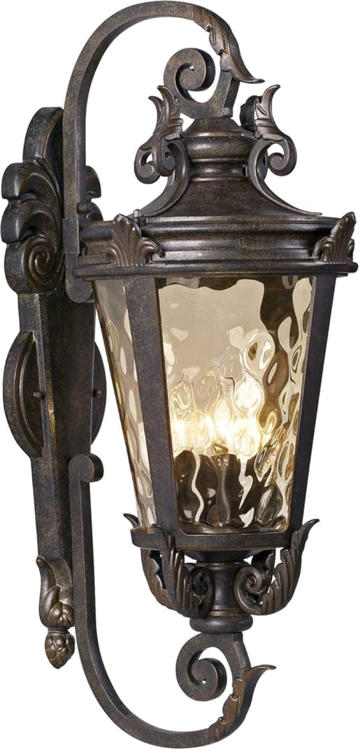 John Timberland Casa Marseille Rustic Industrial Outdoor Wall Light Fixture Warm Bronze Scroll 27 1/2