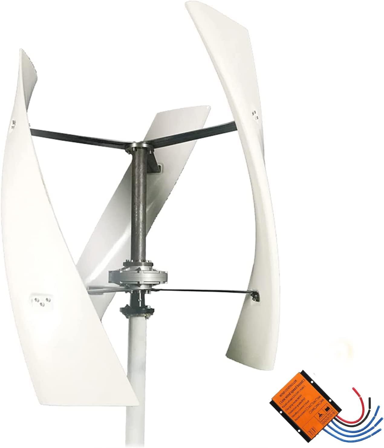 LiuSj JUnSt 6000W 12V 24V 48V 3 Blades Vertical Wind Turbine,3 Phase Low Noise Vertical Wind Turbines Generator with Controller for Home Farm Boat (White)