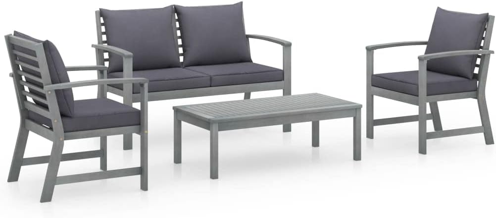 4 Piece Patio Lounge Set with Cushions Solid Acacia Wood,Rustic Acacia Wood Patio Lounge Set for Ultimate Comfort and Style Patio Furniture Sets, Outdoor Furniture Sets