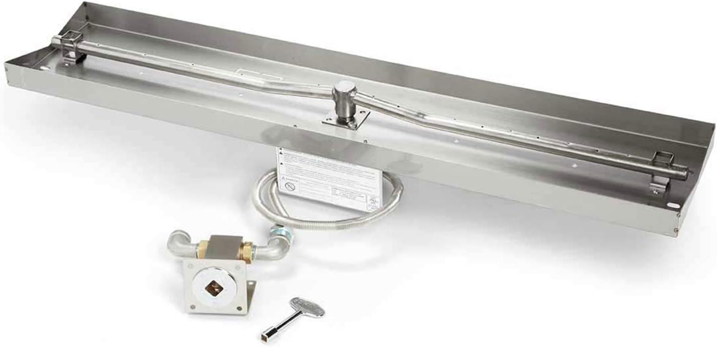 HPC Fire Match Light Gas Fire Pit Kit, 37x8-Inch Pan 36-Inch Burner, Propane for Bulk Tank (TOR-MLFPK37X8-L-FLEX-LP)