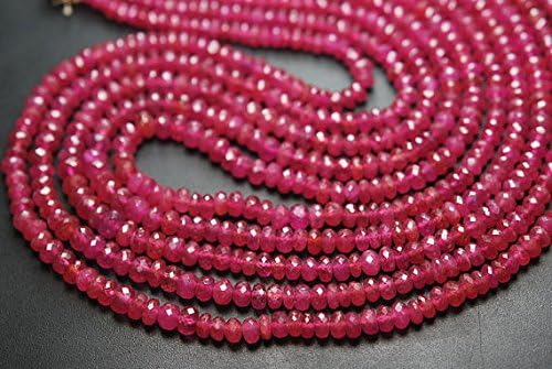 13 inch natural beads strand of 4.5-6mm faceted rondelle pink sapphire gemstone beads for DIY jewelry - necklace, bracelet, earring, ring.