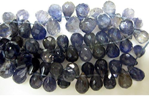 13 inch Natural Beads Strand of 6x8-7x10mm Faceted Drop Iolite Gemstone briolletes Beads for DIY Jewelry - Necklace, Bracelet, Earring, Ring.
