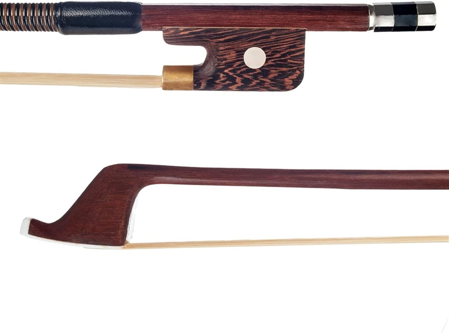 TSTS 4/4 3/4 1/2 1/4 1/8 Double Bass Bow Brazilwood Round Stick White Mongolia Horsehair Sheep Skin Full Size Violin Bow (Color : 3/4)