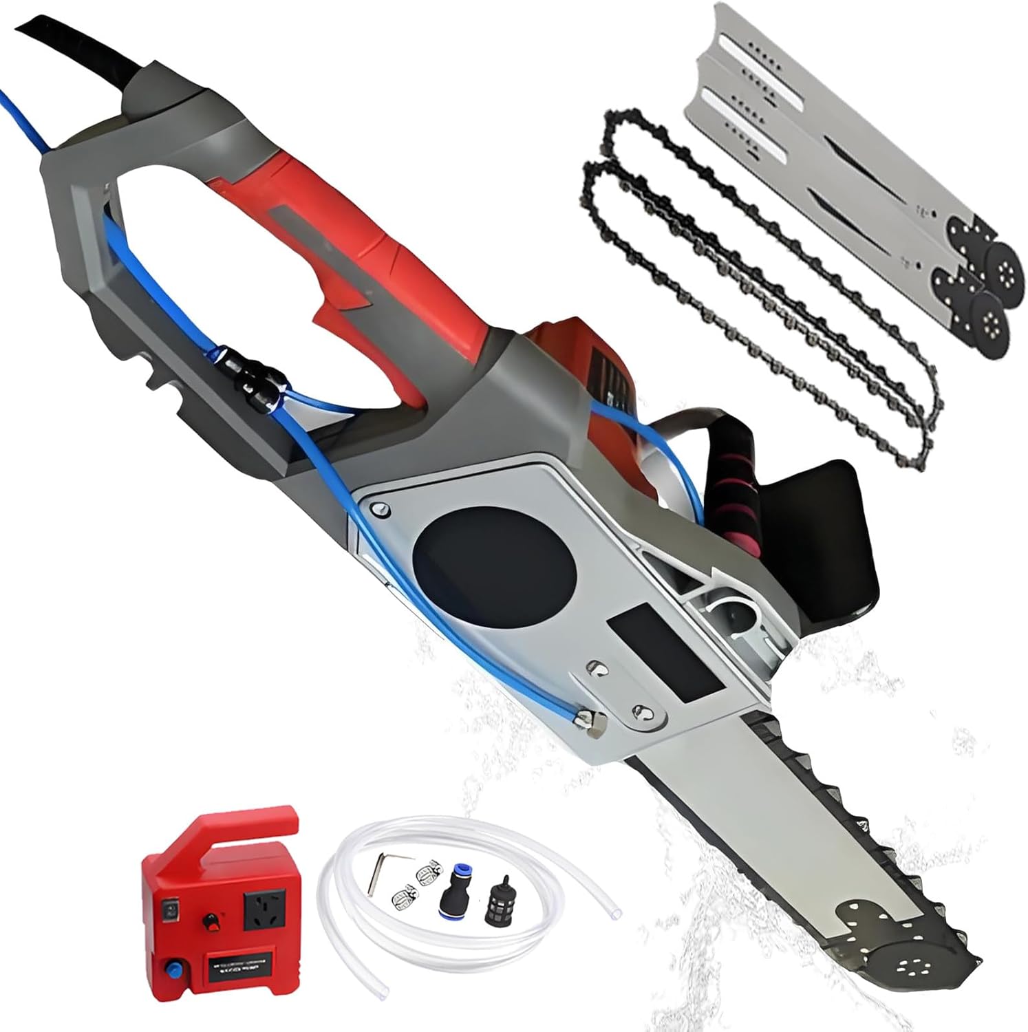 Electric Concrete Chain Saw 5800W/6500W Handheld Brushless Diamond Chainsaw Wet Cutting Concrete Saw with Water Pump Dust Removal for Steel Bars Concrete Marble and Heavy Duty Power Tool 48cm