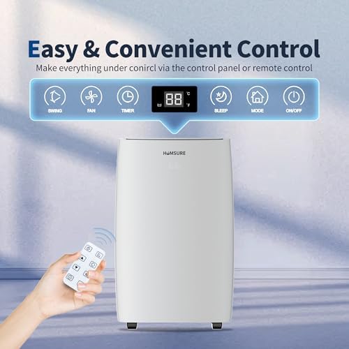 PhiloDeco Portable Air Conditioner 12000 BTU, 24H Timer, Floor Standing Air Conditioning AC Unit with Remote Control and Installation Kit, 5-In-1 Function