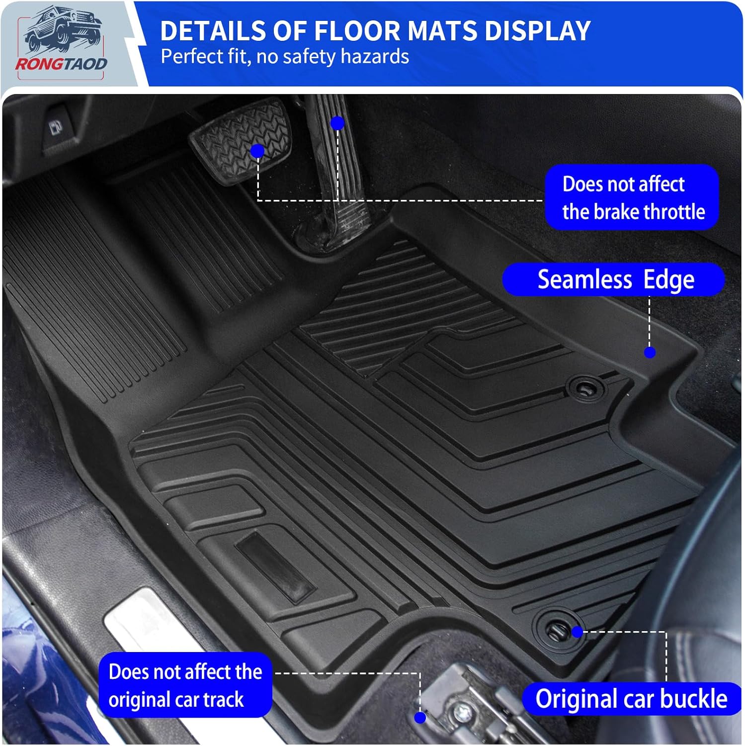 Rongtaod Floor Mat Compatible with 2020-2025 2026 Toyota Highlander Trunk Mat Cargo Mat Cargo Liner Back Seat Cover Floor Liner 2024 Highlander Accessories (Trunk Mat with Backrest Mat+Floor Mats)