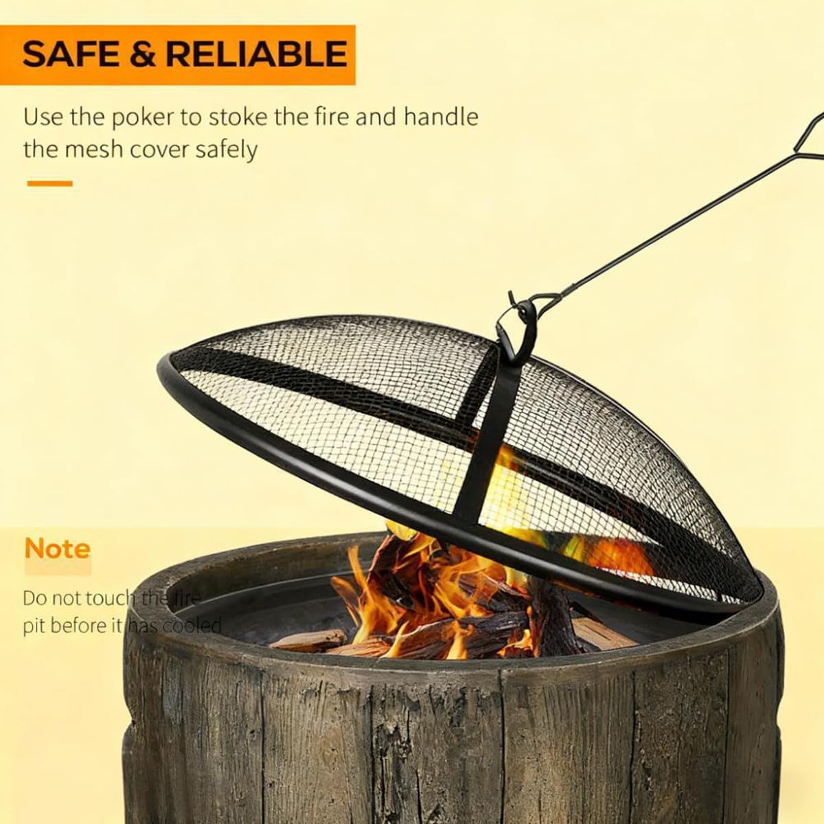 Smokeless Fire Pit 18 Inch Wood Burning Fire Pit for Outside Rustic Wood Stump Fire Bowl with Spark Screen Charcoal Grate & Poker for Backyard Patio & Garden