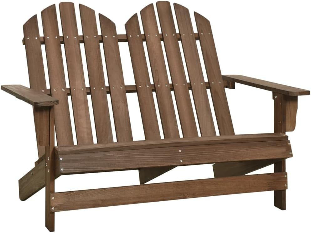 Patio Chair 2-Seater Patio Adirondack Chair Solid Wood Fir Brown