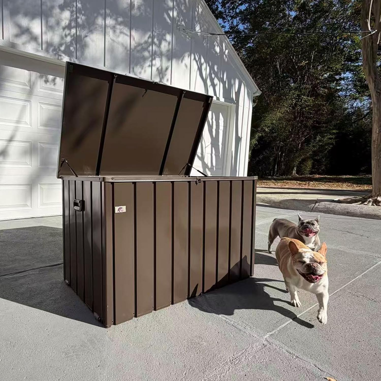 PURPLE LEAF Outdoor Deck Box 100 Gallon Waterproof Lockable Storage Box Container with Lid Deck Organization for Patio Cushions Side Table Pool Accessories Garden Tools, Brown