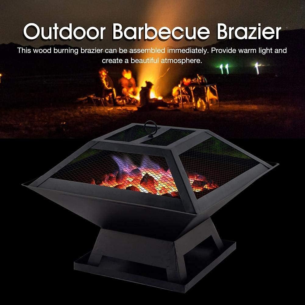 ItzZa Grill with Heater Outdoor Garden Black Barbeque Metal Brazier Patio Decor Firepit