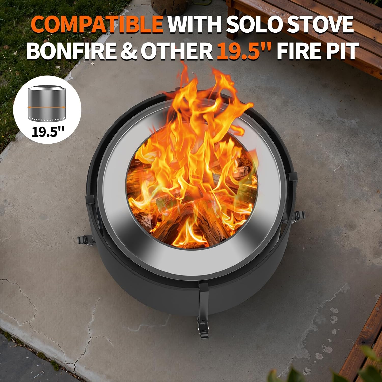 Riian Fire Pit Surround Tabletop for Solo Stove Bonfire,Wood Burning Fire Pit Surround Table for Outdoor,Small Patio, FirePit Accessories for Solo Stove Bonfire