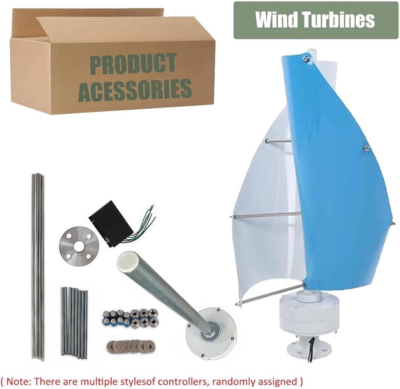 16000W Magnetic Levitation Vertical Axis Wind Turbine Generator Kit with MPPT Controller for Home, Street Lighting & Boats - Efficient Blue 48V Power Solution