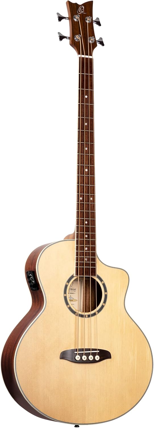 Ortega Guitars Deep Series 4 String Acoustic Bass Guitar, Right-handed, Natural, (D7CE-4)