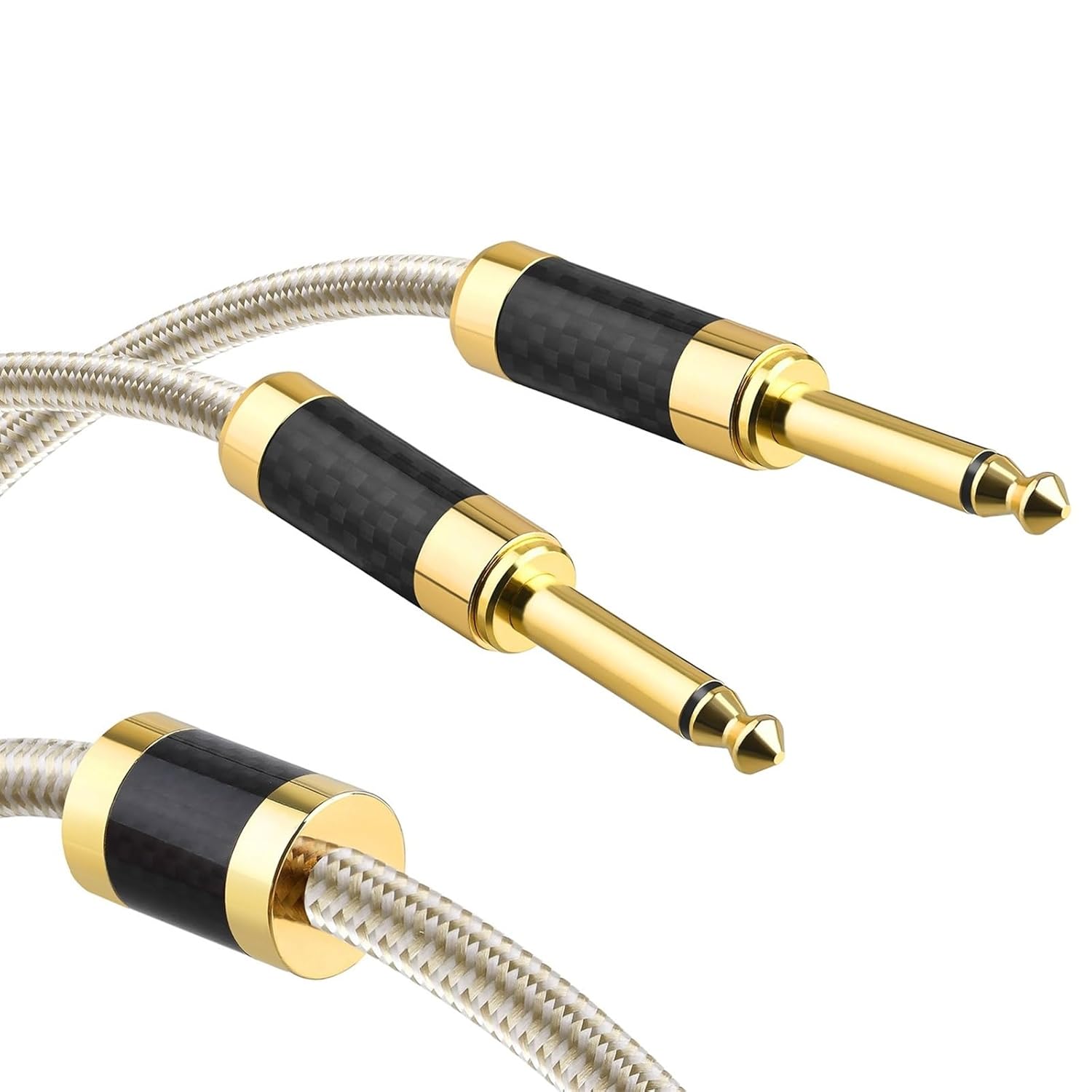 Guitar Audio Cable Carbon Fiber 6.35 Pair Recording Cable Male to Male Silver-Plated Copper 6.5 Cable Amplifier Guitar Cable(5m)