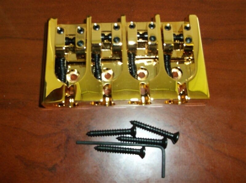 MINHTOANBV Part for 4-String A Style Brass Bass Bridge, Gold -