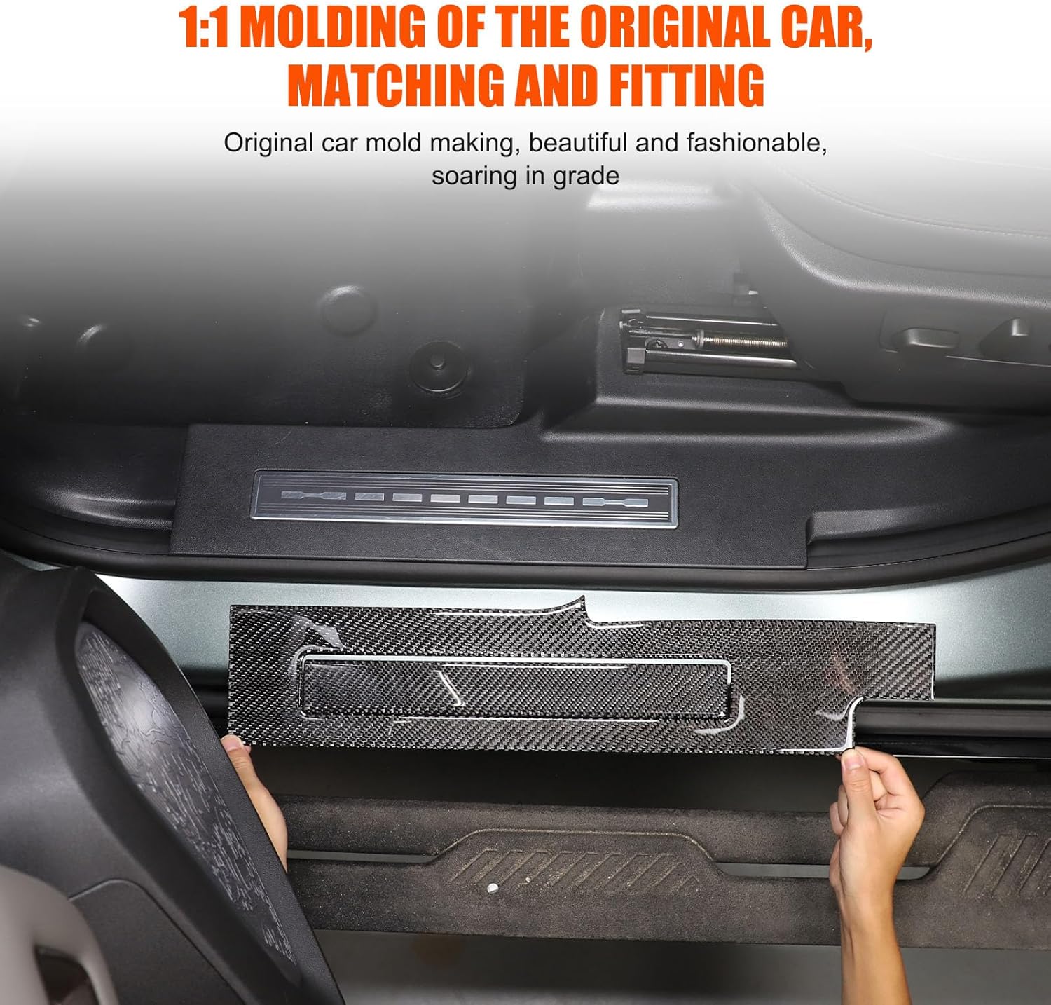 Car Door Sill Protector for Hummer EV SUV Pickup Accessories Soft Carbon Fiber Door Entry Guard Door Sill Scuff Plate Stickers Sticker Decoration Compatible with Hummer EV 2022-2024 2025 2026 (Black)