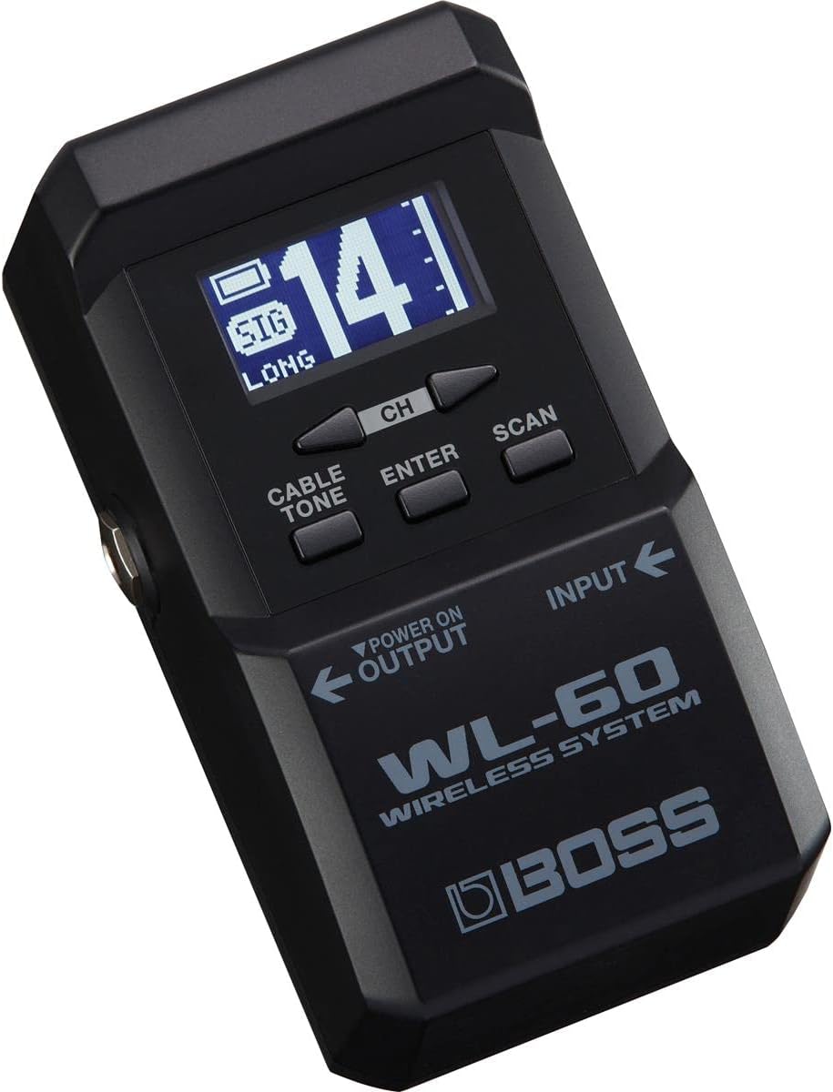 BOSS WL-60 Wireless Guitar System with Bodypack Transmitter and Stompbox-size Receiver (WL-60), Black