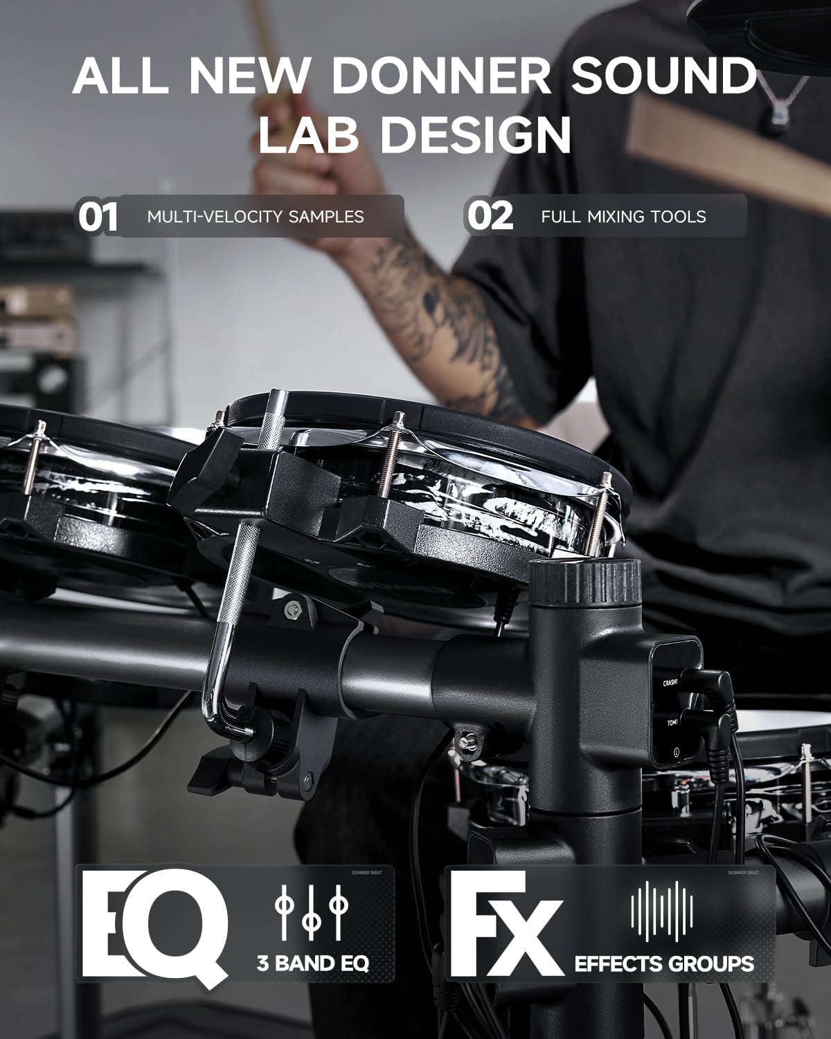 Donner Beat Electronic Drum Set, Electric Drum Kit with Quiet Mesh Drum Pads, 12