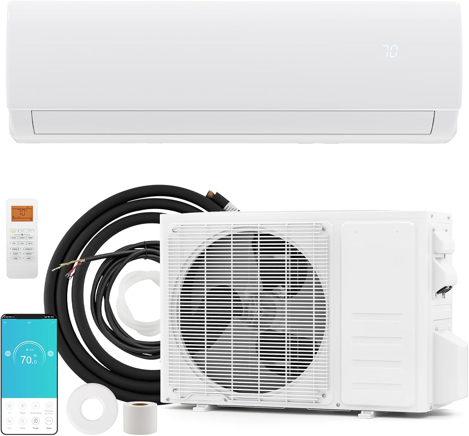 ARLIME 23000 BTU Mini Split AC, Wifi Enabled Air Conditioner with Inverter & Heat Pump, Works with Alexa, Energy-saving Quiet Ductless Wall AC Unit with Installation Kit, 17 SEER2 (23000BTU 208~230V)