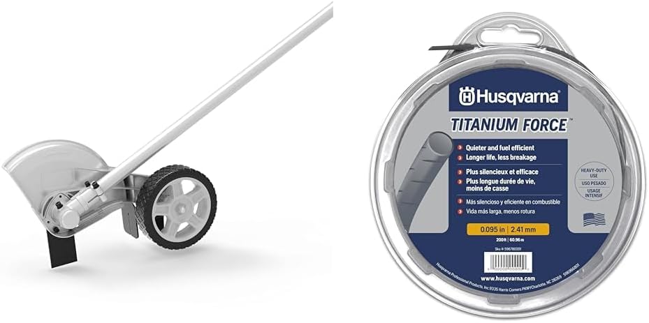 SUNSEEKER Wild Badger Power Edger Attachment WBEDGERATT Bundle with Husqvarna 140ft .095-Inch Trimmer Line 639005102, Black and Silver