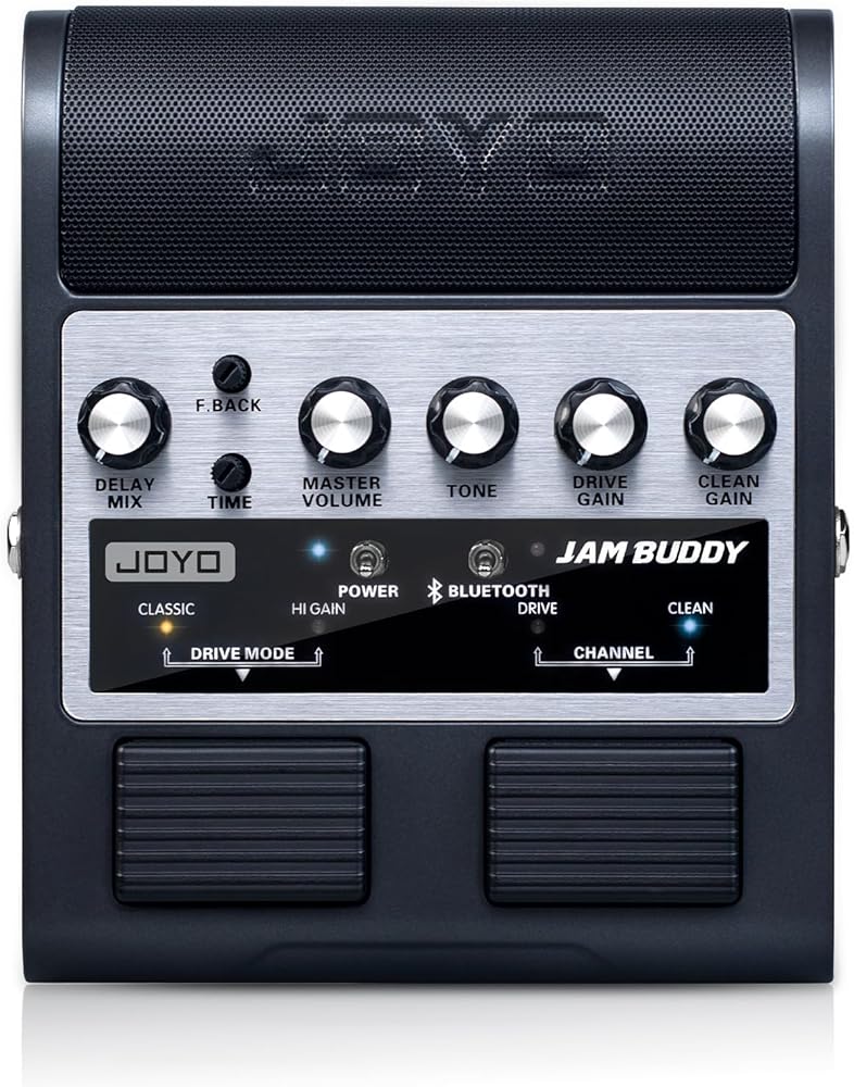 JOYO Portable Guitar Practice Amp & Pedal All-in-One Rechargeable Bluetooth Combo Guitar Amplifier with Effect & Footswitch JAM Buddy (Black)