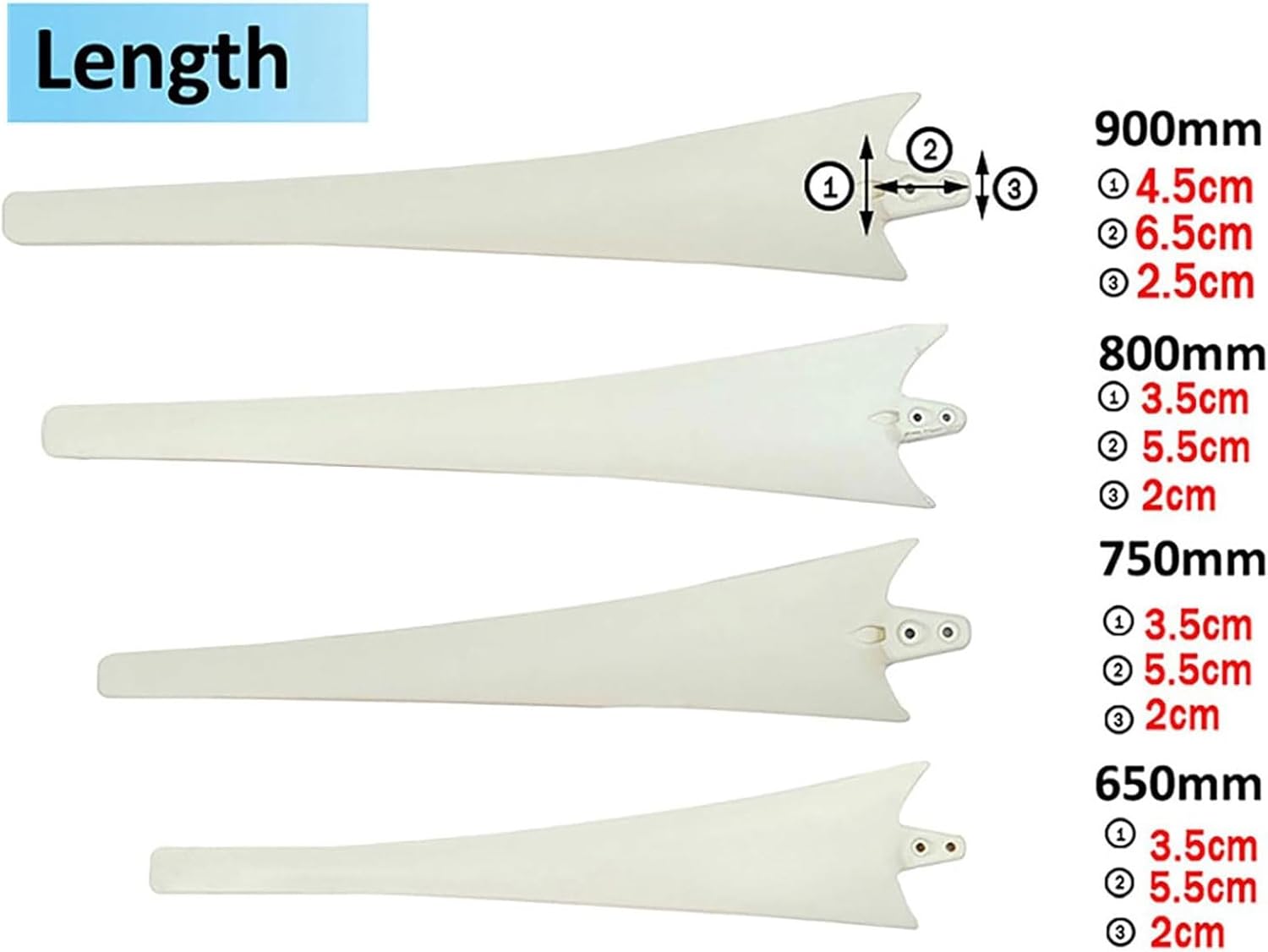 5 Pieces Wind Turbine Blades 650mm 750mm 800mm Wind Turbine Generator Accessories, DIY Wind Power Generation Parts Nylon Fiber Blade for Windmill Replacement(800mm)