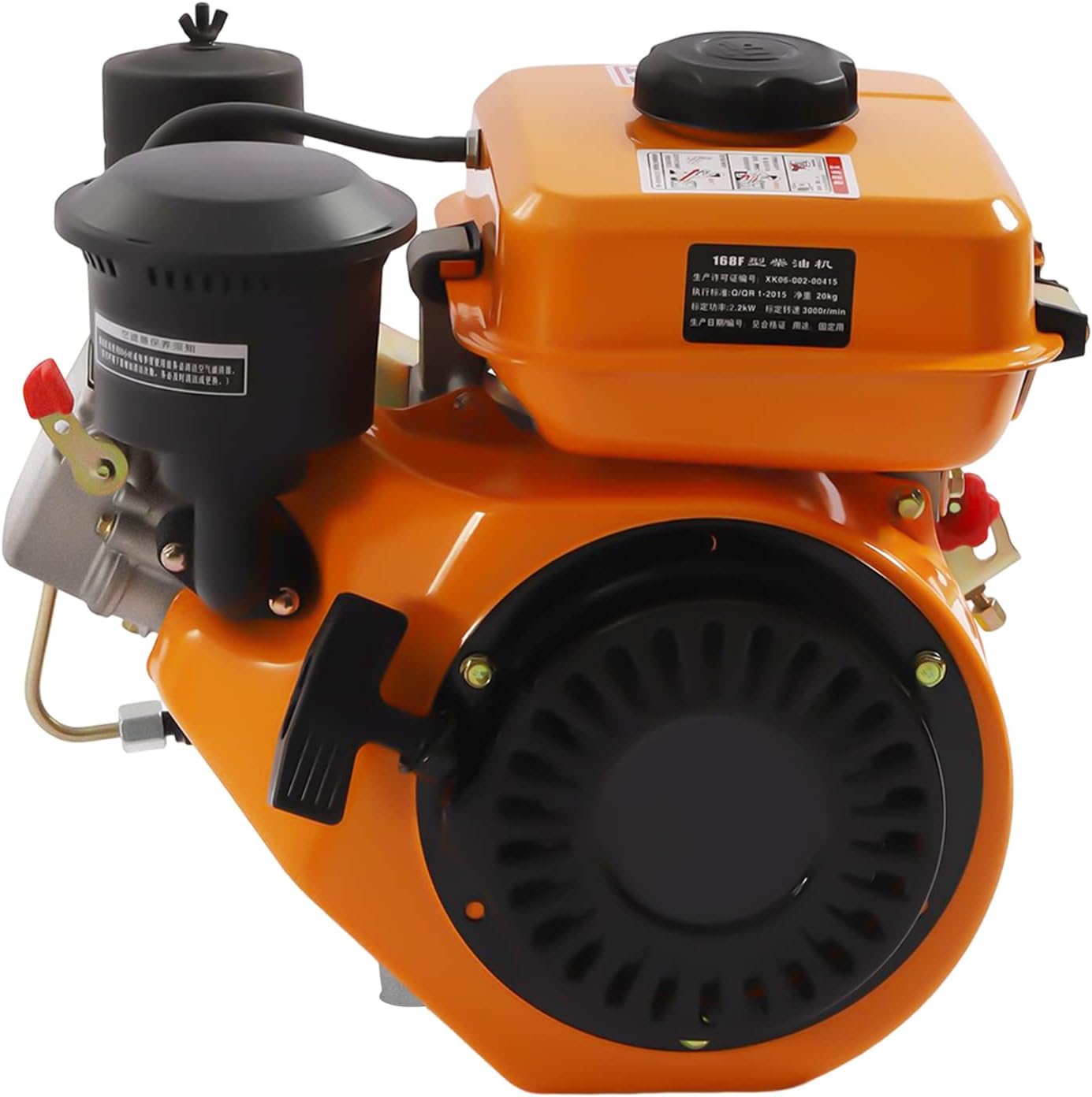 3HP Diesel Engine,196CC 4 Stroke Single Cylinder,Air Cooling Diesel Engine Oblique Horizontal Engine Recoil Hand Start,Diesel Motor for Go Cart Chipper Log Splitter Lawn Mower Cement Mixer,3000rpm