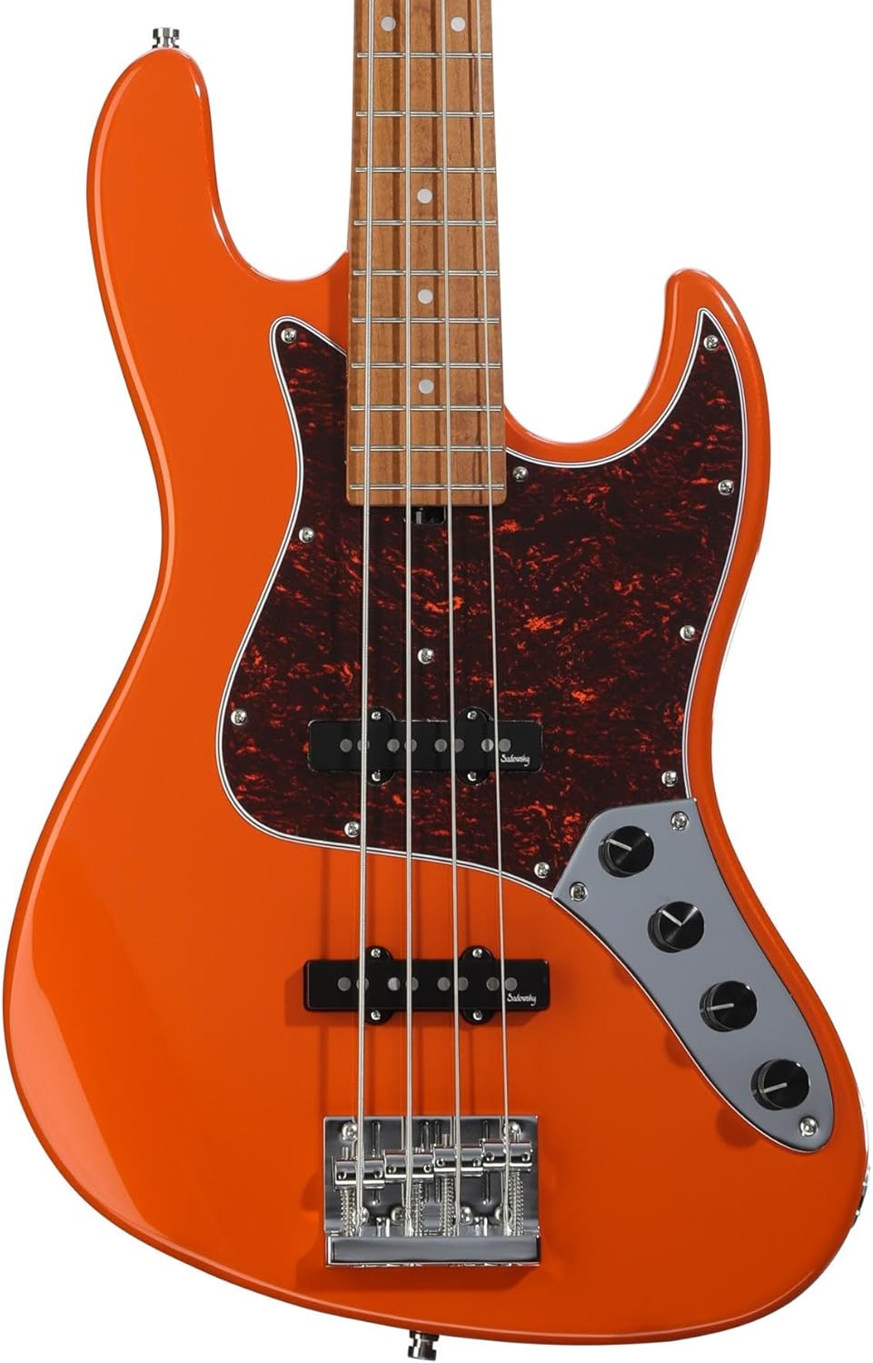Sadowsky MetroExpress Vintage JJ Bass Guitar - Solid Candy Apple Orange Metallic, Maple Fingerboard