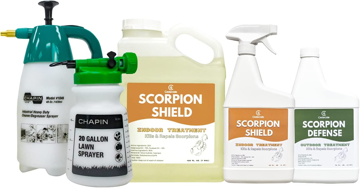 Cedarcide Indoor & Outdoor Scorpion Treatment Kit (Medium) - Cedar Oil Pest Control Sprays - Kills & Repels Scorpions and Other Pests Guaranteed in Home and in Yard - Pet Safe