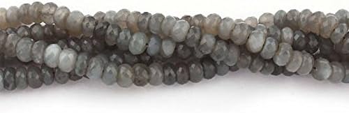 13 inch natural beads strand of 8-9mm faceted round gray moonstone gemstone beads for DIY jewelry - necklace, bracelet, earring, ring.