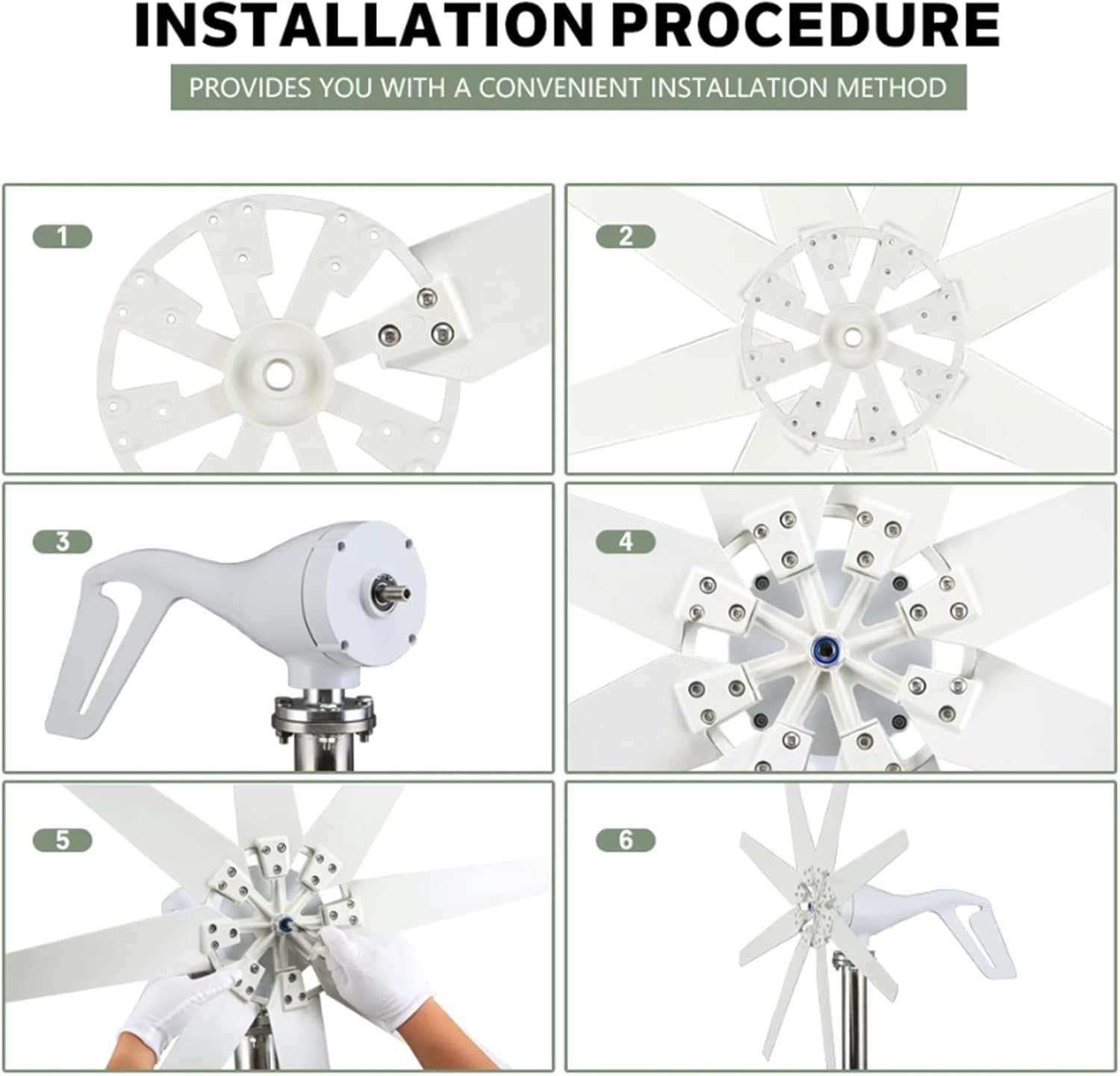 Efficient Wind Turbine Generator Kit - 12V/24V/48V W/8 Blade Outdoor Windmill Power Generator Kit W/Charge Controller for Solar Power Generation System (8000W)