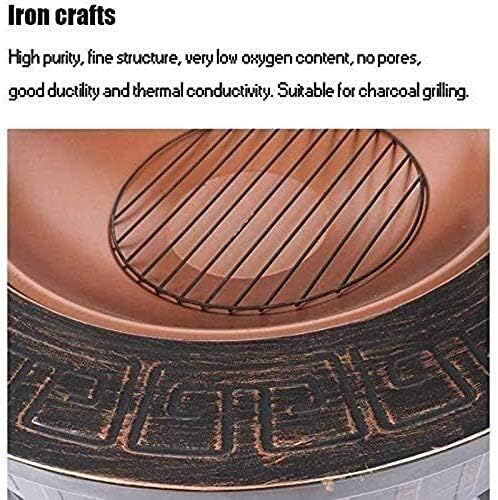 Fire Pits Outdoor Wood Burning Outdoor Fire Pits, Round Metal 32 Inch Fire Pit with Base, Spark Screen, Screen Lift Tool, Outdoor Table with Cover BBQ Cooking for Outside Camping Backyar