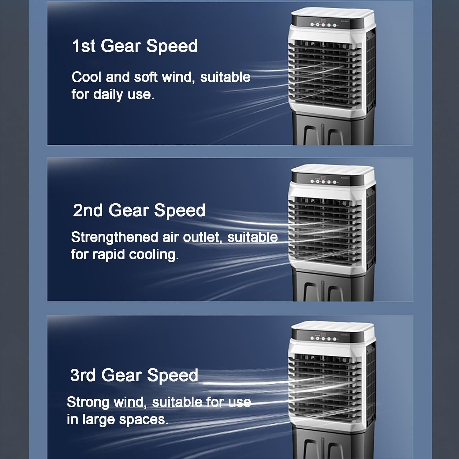 40L Evaporative Air Cooler, Portable Air Conditioner/Cooling Fan/Humidifier with 3 Modes/Speeds, 120°Oscillation, 4 Ice Packs for Outdoor Indoor Use (Color : Mechanical, Size : 41x32x90cm)