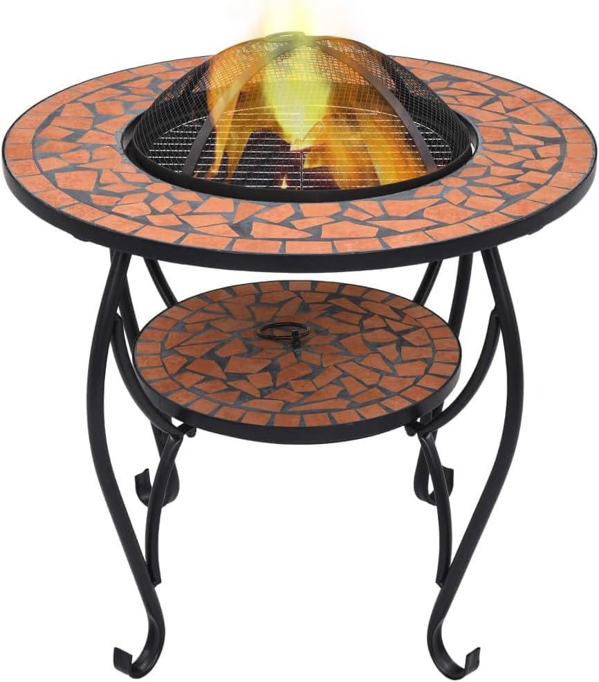 SKM Mosaic Fire Pit Table Terracotta 68 cm Ceramic (Weight-33KG)