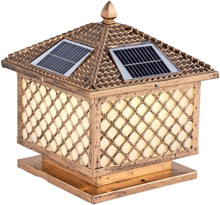 Outdoor Waterproof Solar Post Light Fixture Courtyard Fence Column Light with Pier Mount Base, Outdoor Pillar Light Deck Lighting Anti-Rust Lamp Posts Outdoor Lighting Fixture,