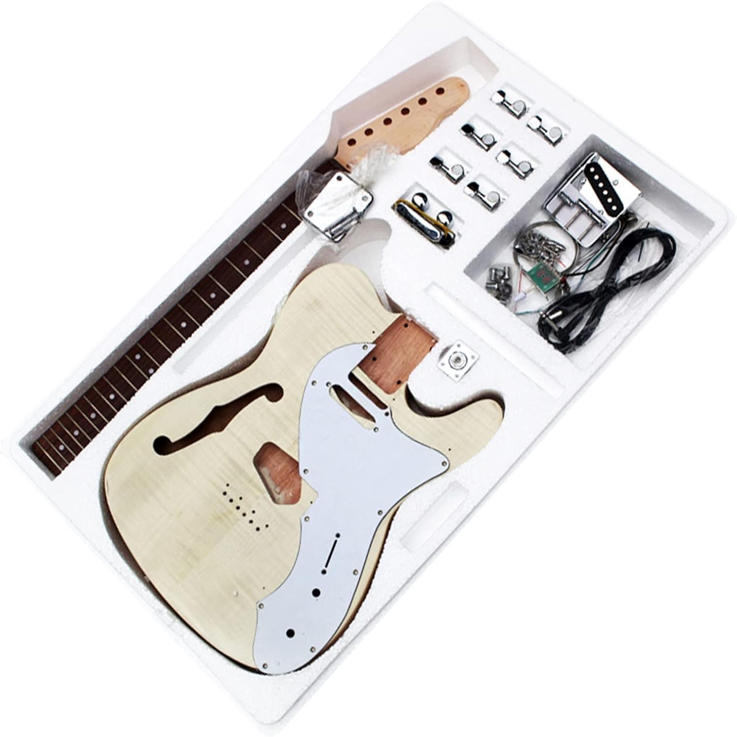 TSTS 6-String Electric Guitar Semi-Finished Products with A Full Set of Accessories Self-Assembly Unfinished Electric Guitar Kit