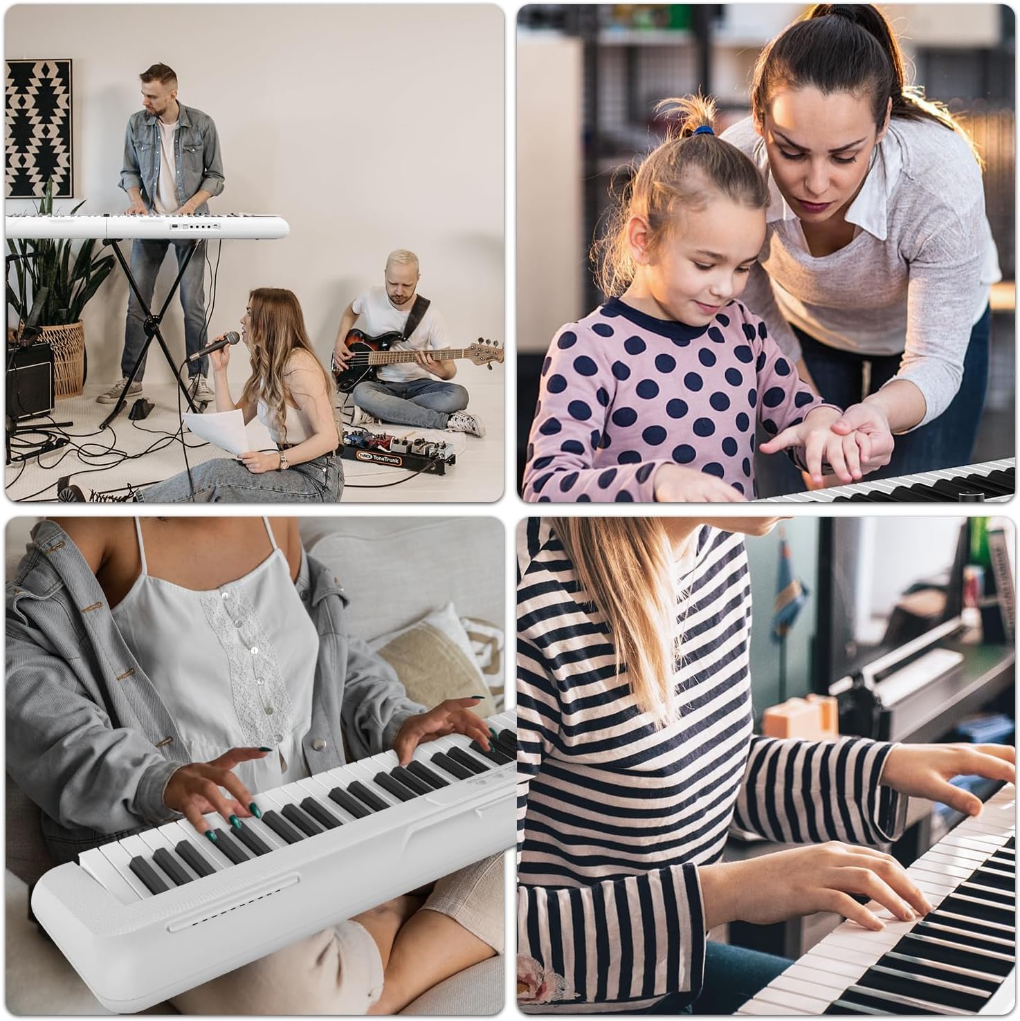 88 Key Piano Keyboard, Semi Weighted Electronic Digital Piano with Music Stand, Power Supply, Sustain Pedal, Bluetooth, Stand, MIDI, for Beginner Professional at Home, Stage