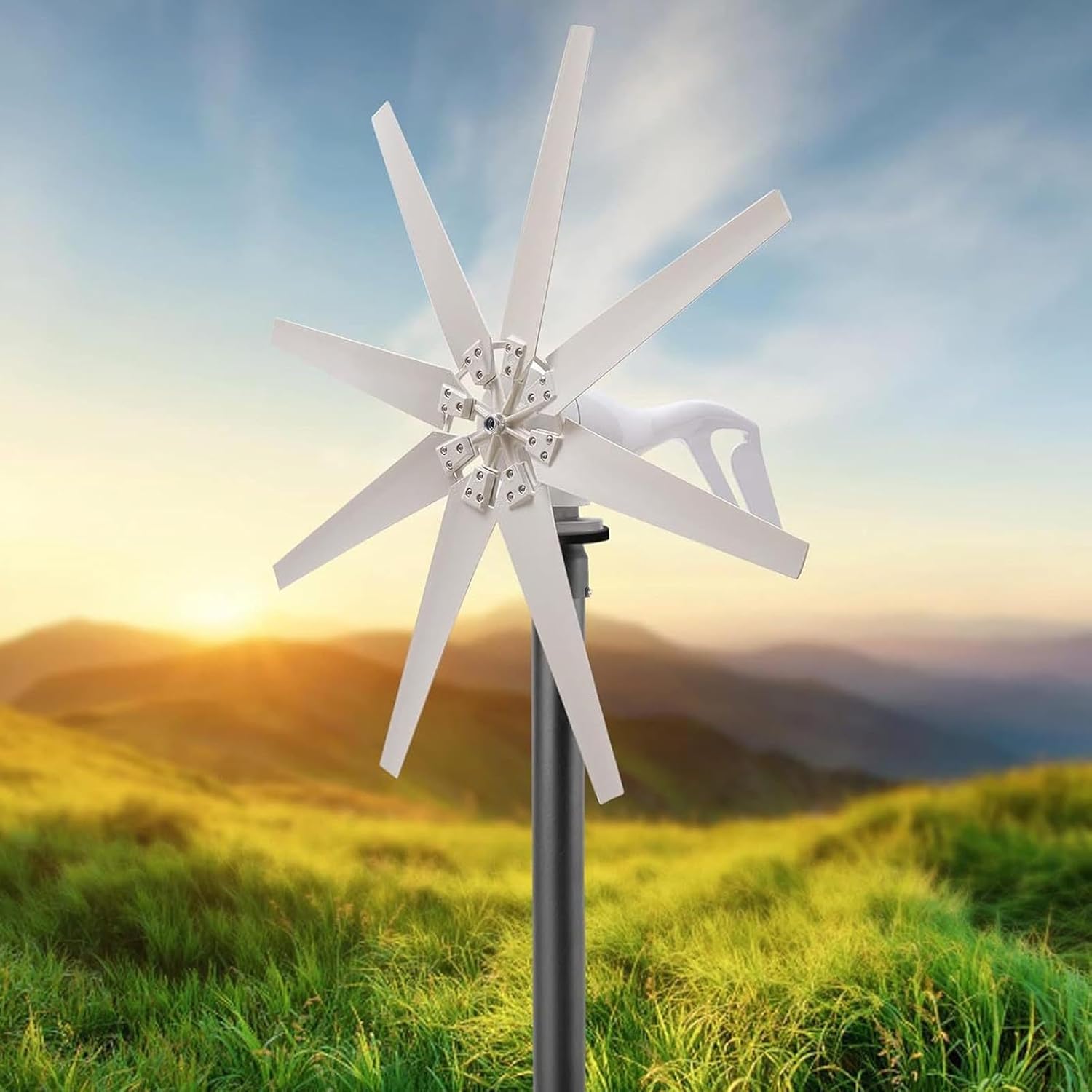 YWBL-WH 400W Wind Turbine Generator Kit 10 Blades with MPPT Charge Controller for Home RV Boat Off Grid Wind Power System (DC24V)