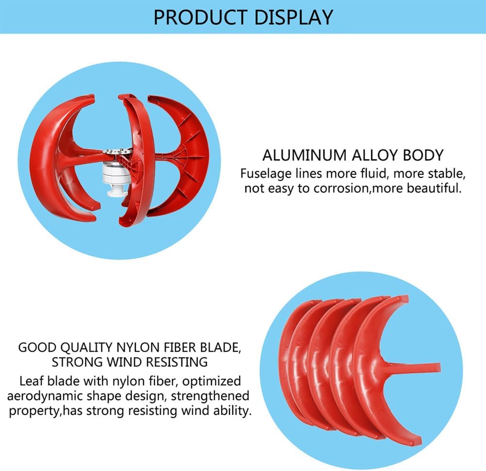 Wind Turbine 12V24V 48V 12000W Wind Turbine Generator red Lantern Vertical Axis Garden Boat Wind Generator 5 Leaves Wind Turbine Kit with Controller