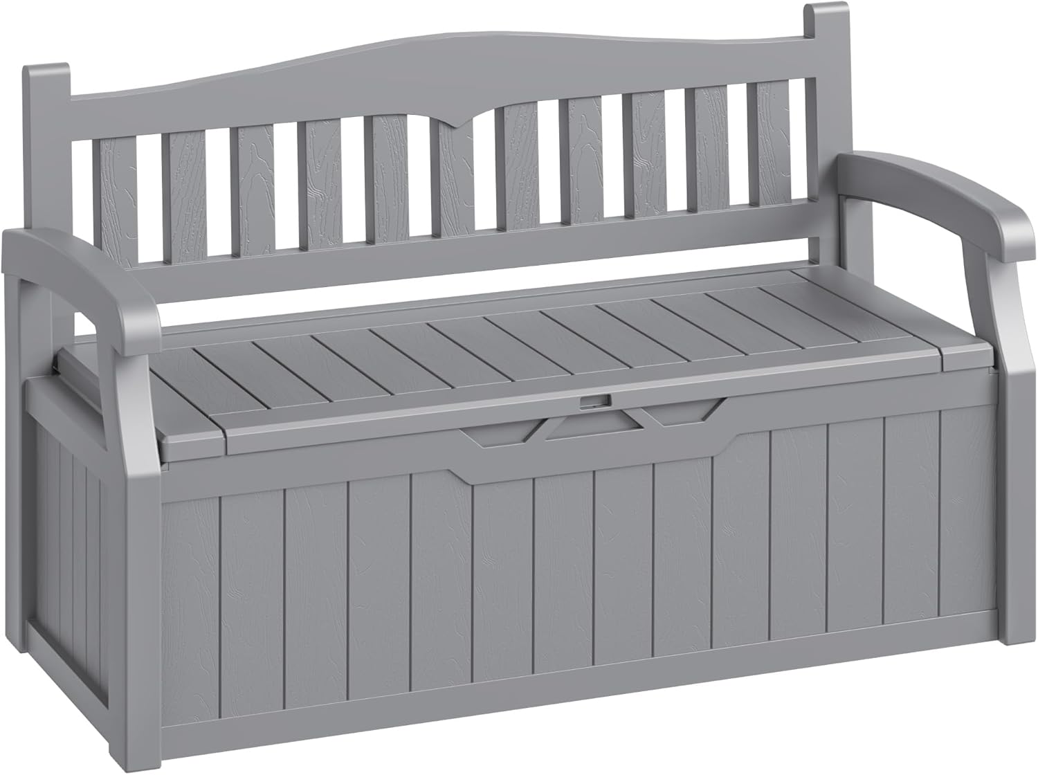 80-Gallon Outdoor Storage Bench, Waterproof Deck Box with Lockable Lid & Armrests for Patio, Garden, Pool, Gray