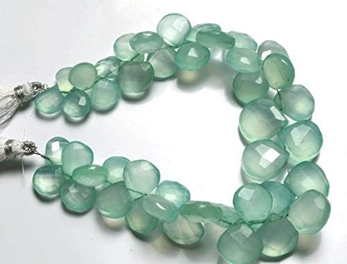1 strand natural 9 inch long strand,superb sky blue color chalcedony faceted heart shape beads briolettes 9 to 15 mm